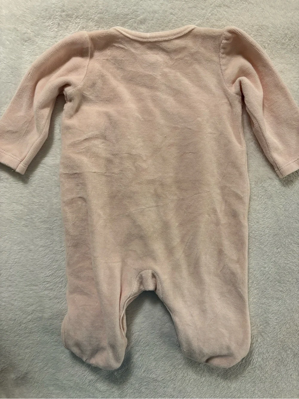 Koala Kids Pale Pink Footed One-Piece with Gold Bow Accents